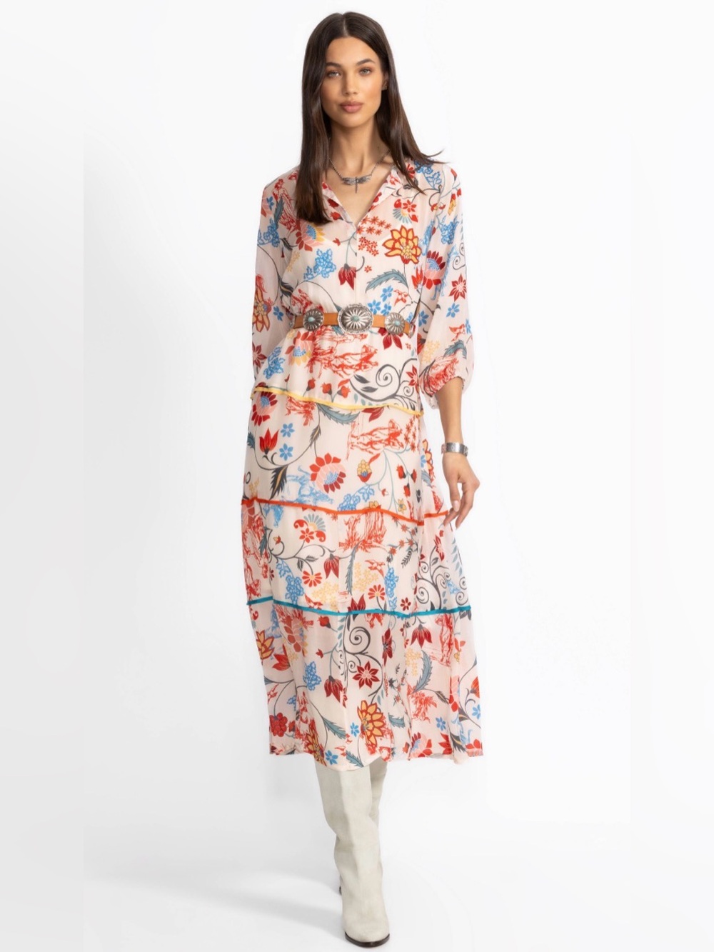 Johnny Was - Els Floral Midi A-Line Dress